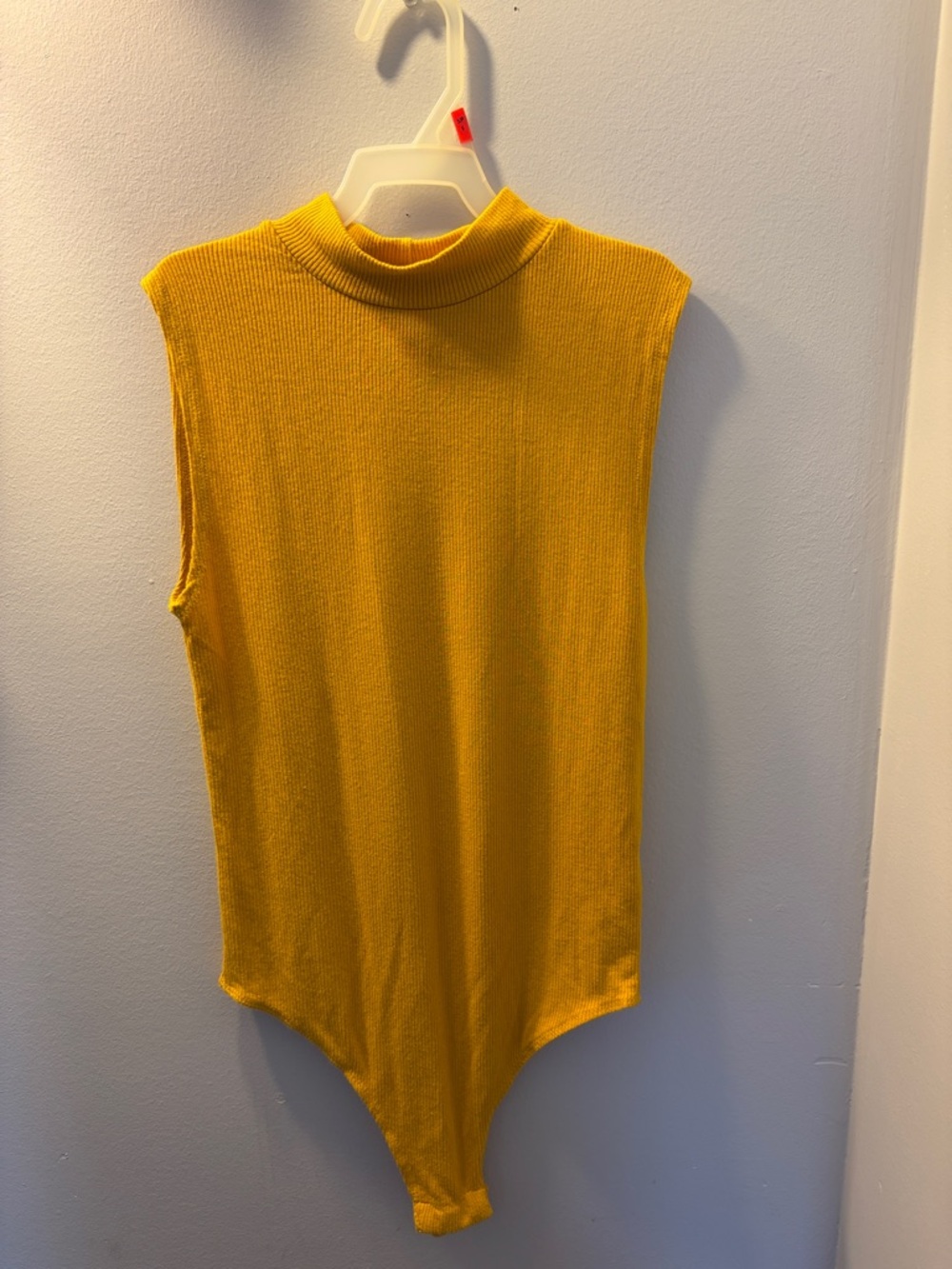 Revamped Sleeveless Mock Neck Ribbed Bodysuit - Yellow
